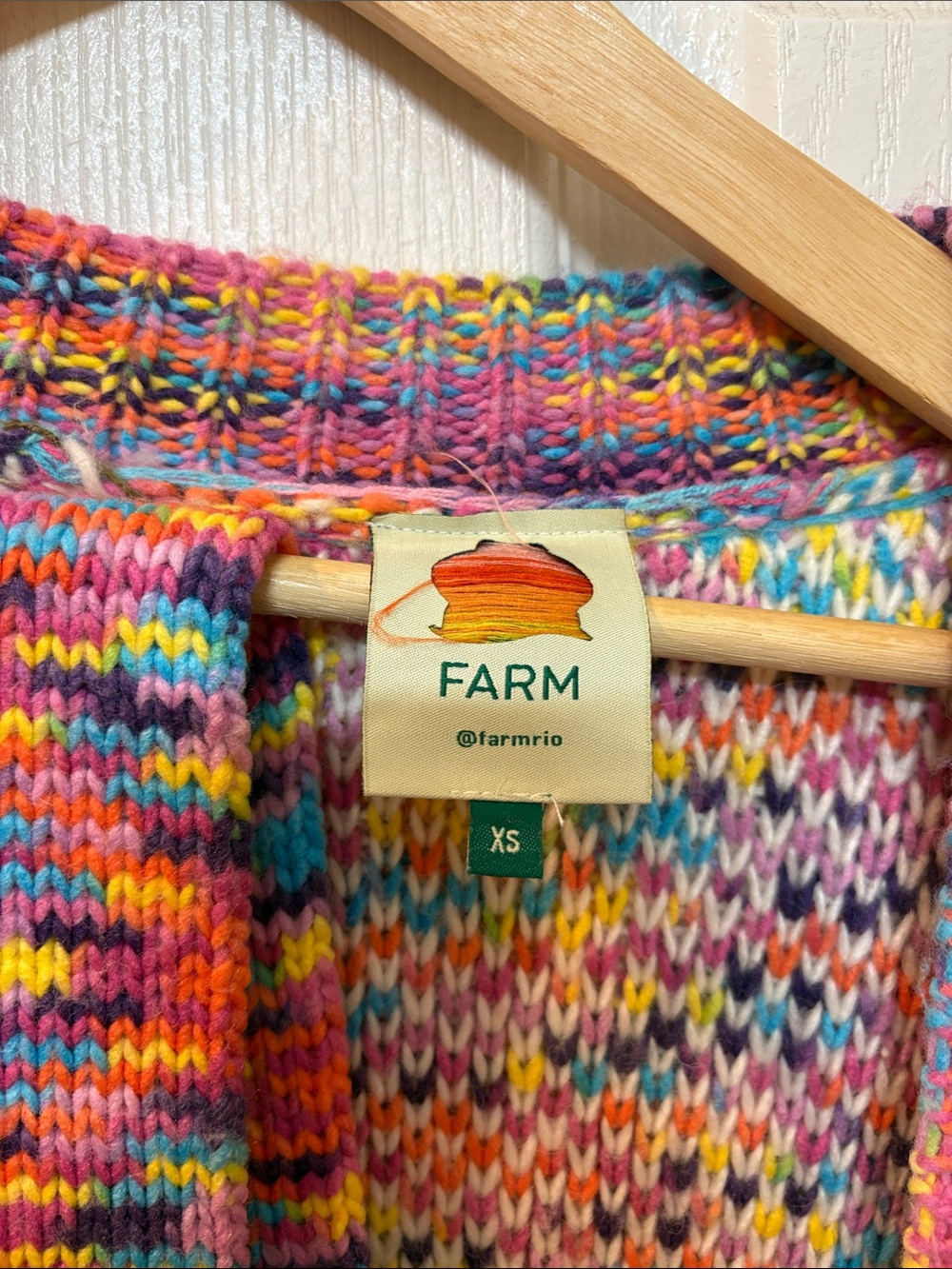 FARM Rio Multicolor Rainbow Open-Front Knit Cardigan - Picture 2 of 3